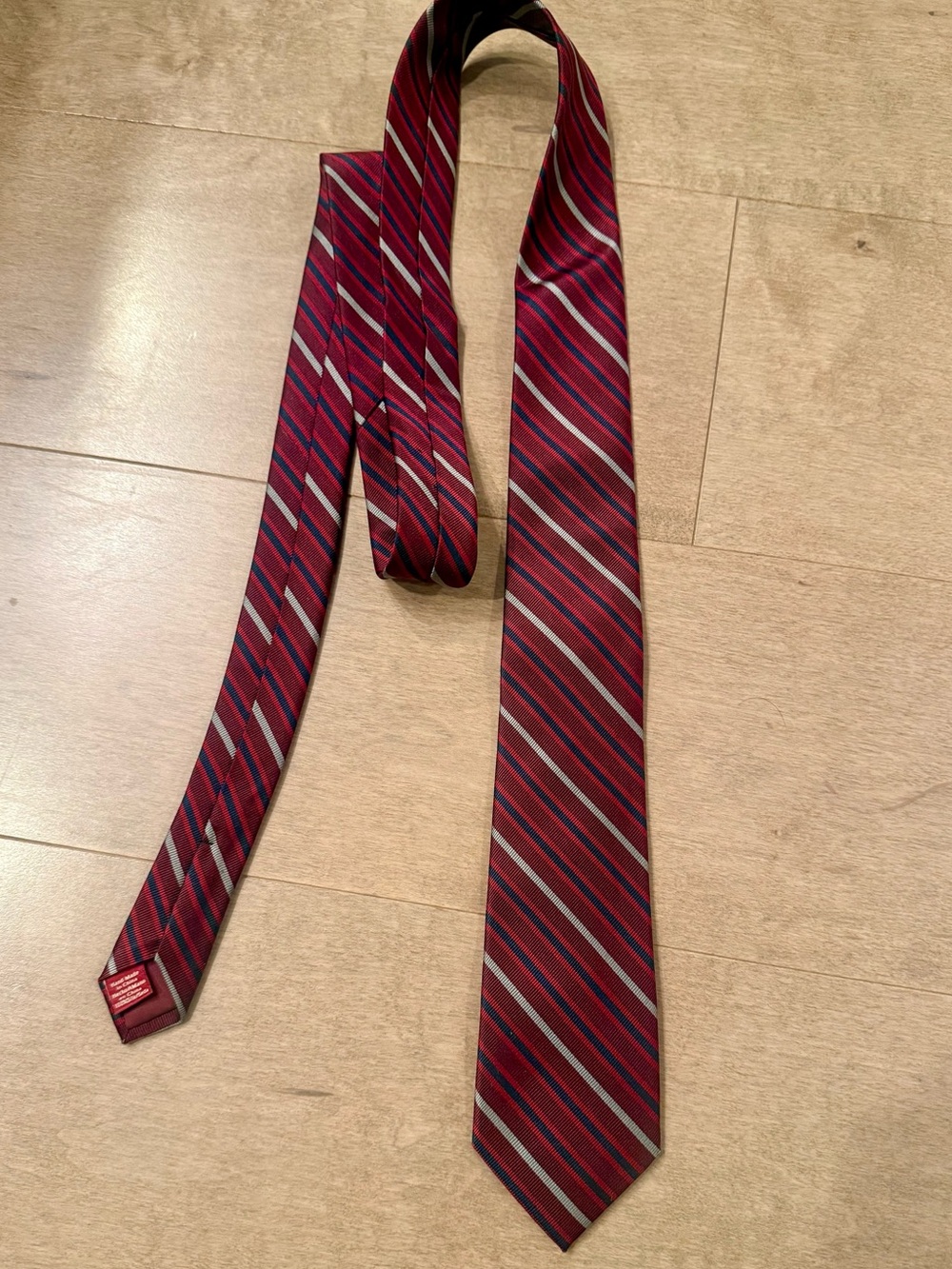 Original Penguin Men's Red Striped Silk Tie